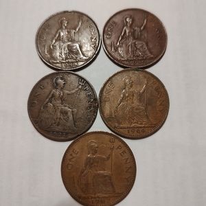 5 assorted English large cents